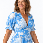 Robe longue pour femme - décolleté en V avec poches été