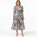 Zerina | Flowy Midi Dress with V Neck