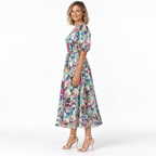 Zerina | Flowy Midi Dress with V Neck