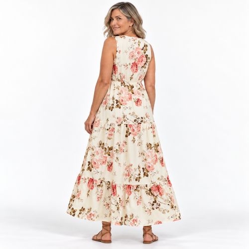 Fall Floral Sleeveless Maxi Dress